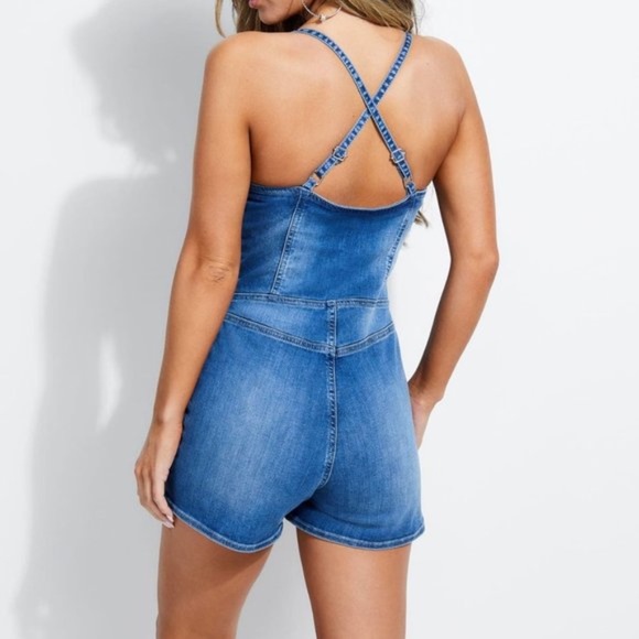 Guess Sascha Denim Romper Buttons - Size XS NEW - Picture 4 of 4